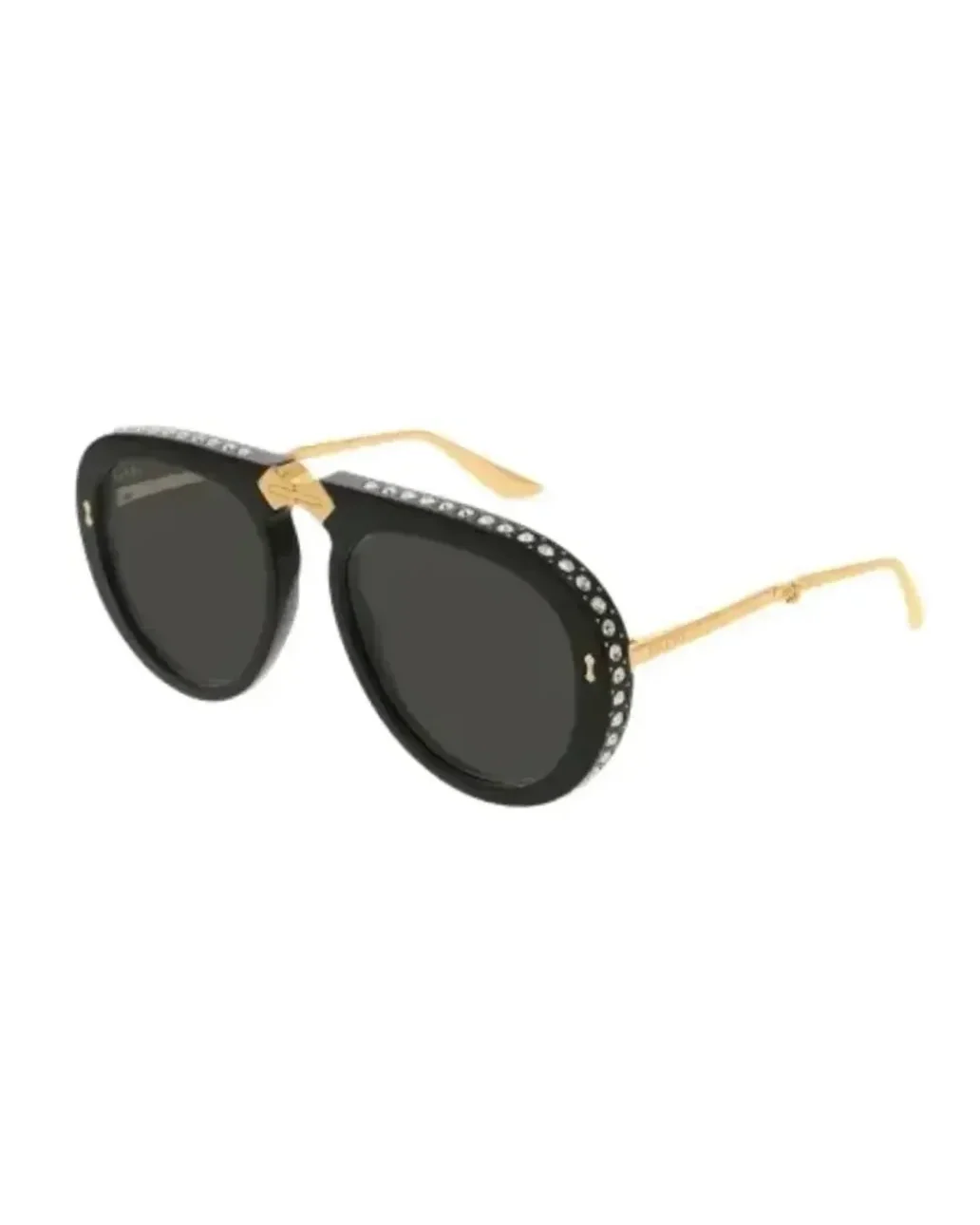Lunettes de soleil Gucci GG0307S pilote acétate noir ornées de brillants