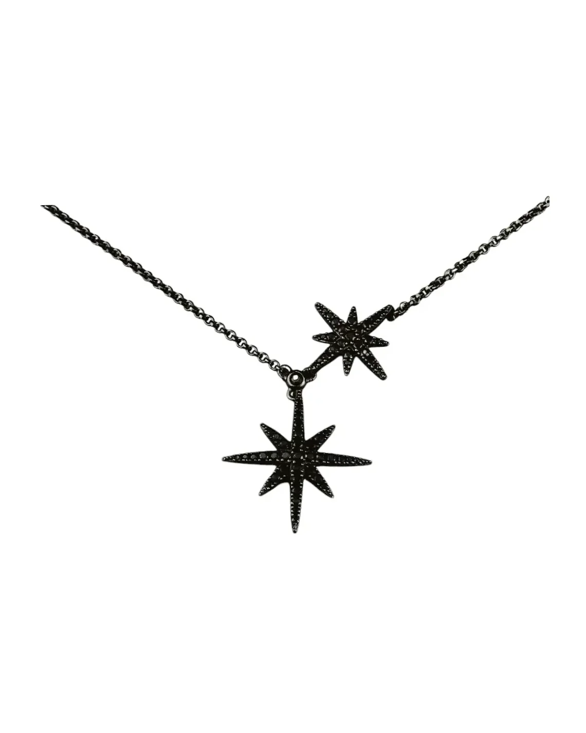 Collier APM Monaco Double Météorites métal rhodié noir femme