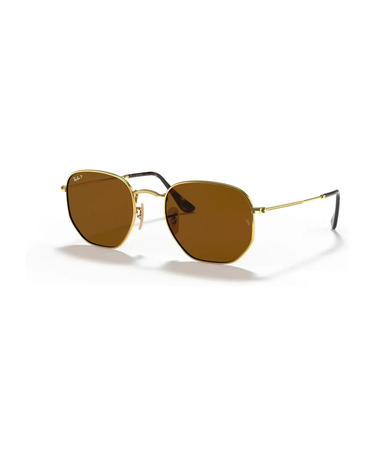 Lunettes de soleil Ray-Ban RB3548N hexagonales or verres marron polarisés