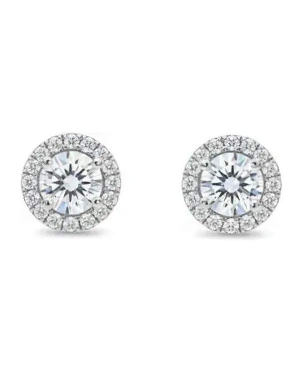 Boucles d'oreilles clous ronds APM Monaco argent 925 zirconium femme
