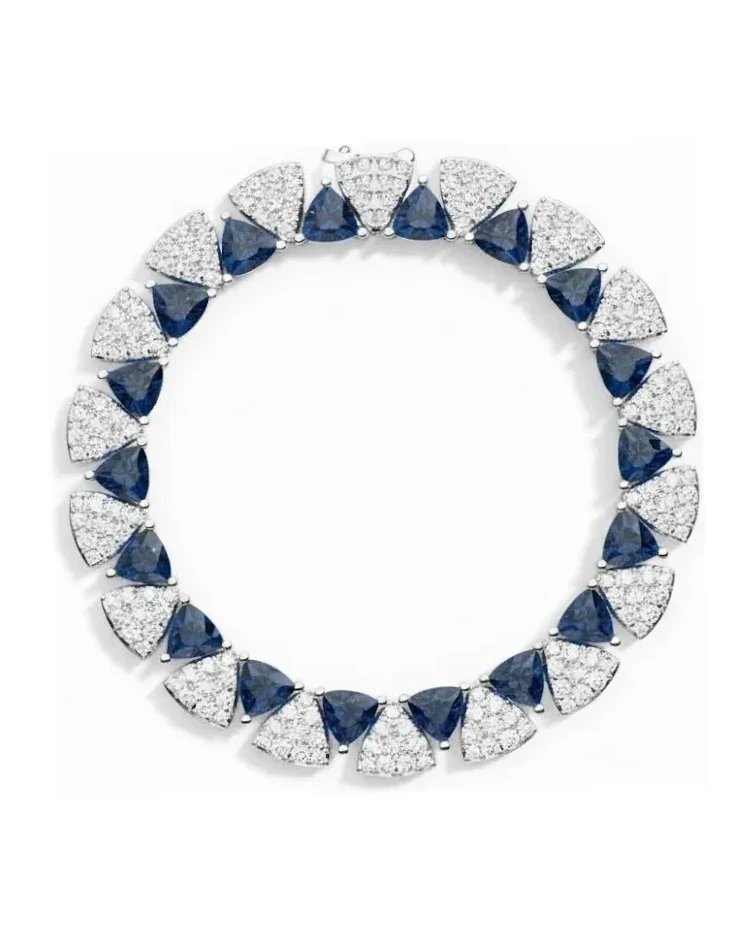 Bracelet APM Monaco Festival argent 925 bicolore zirconiums et pierres bleues