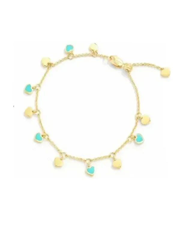 Bracelet APM Monaco ajustable plaqué or jaune breloques mini cœurs femme