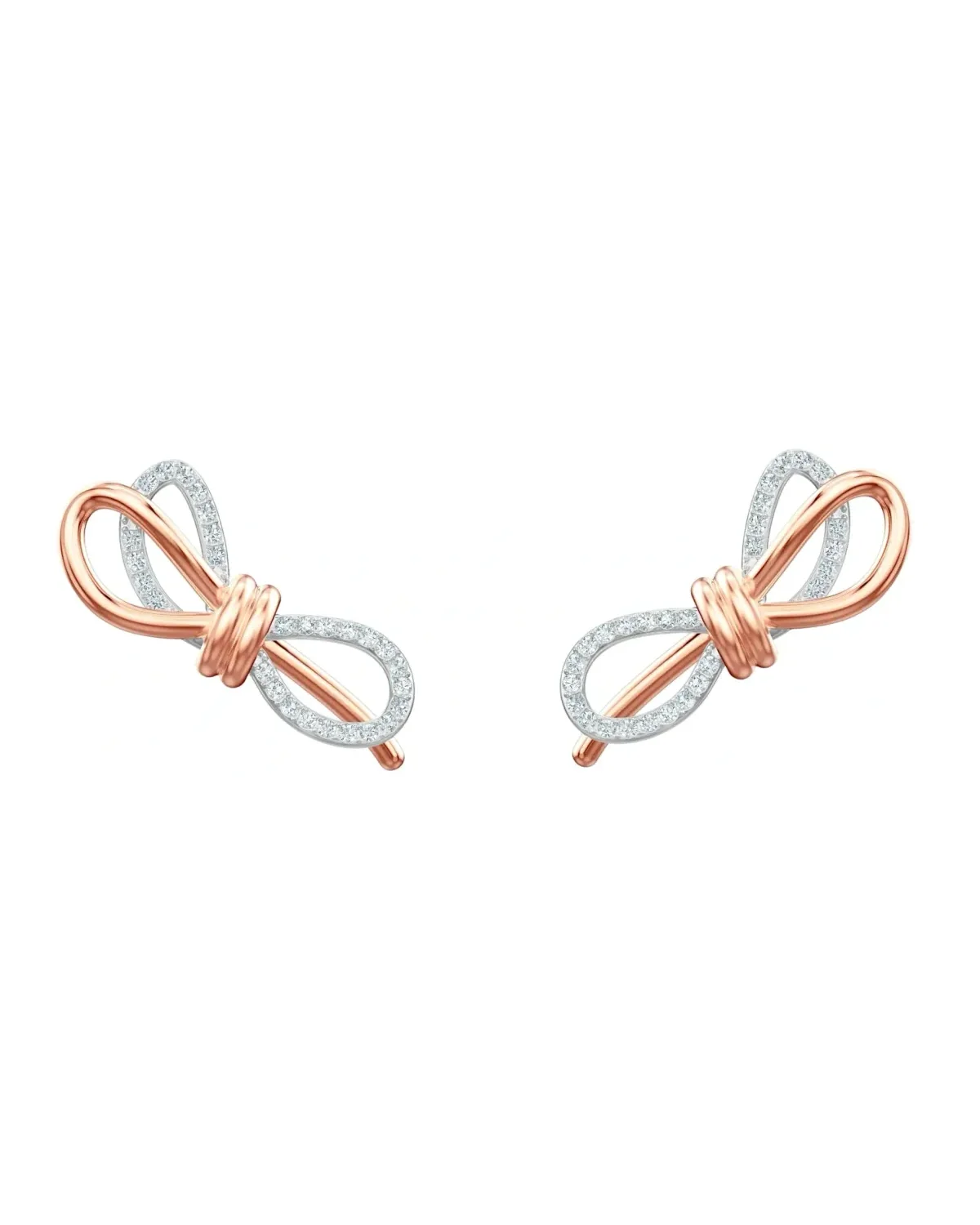 Boucles d'oreilles Swarovski Lifelong Bow plaqué or rose cristaux blancs femme