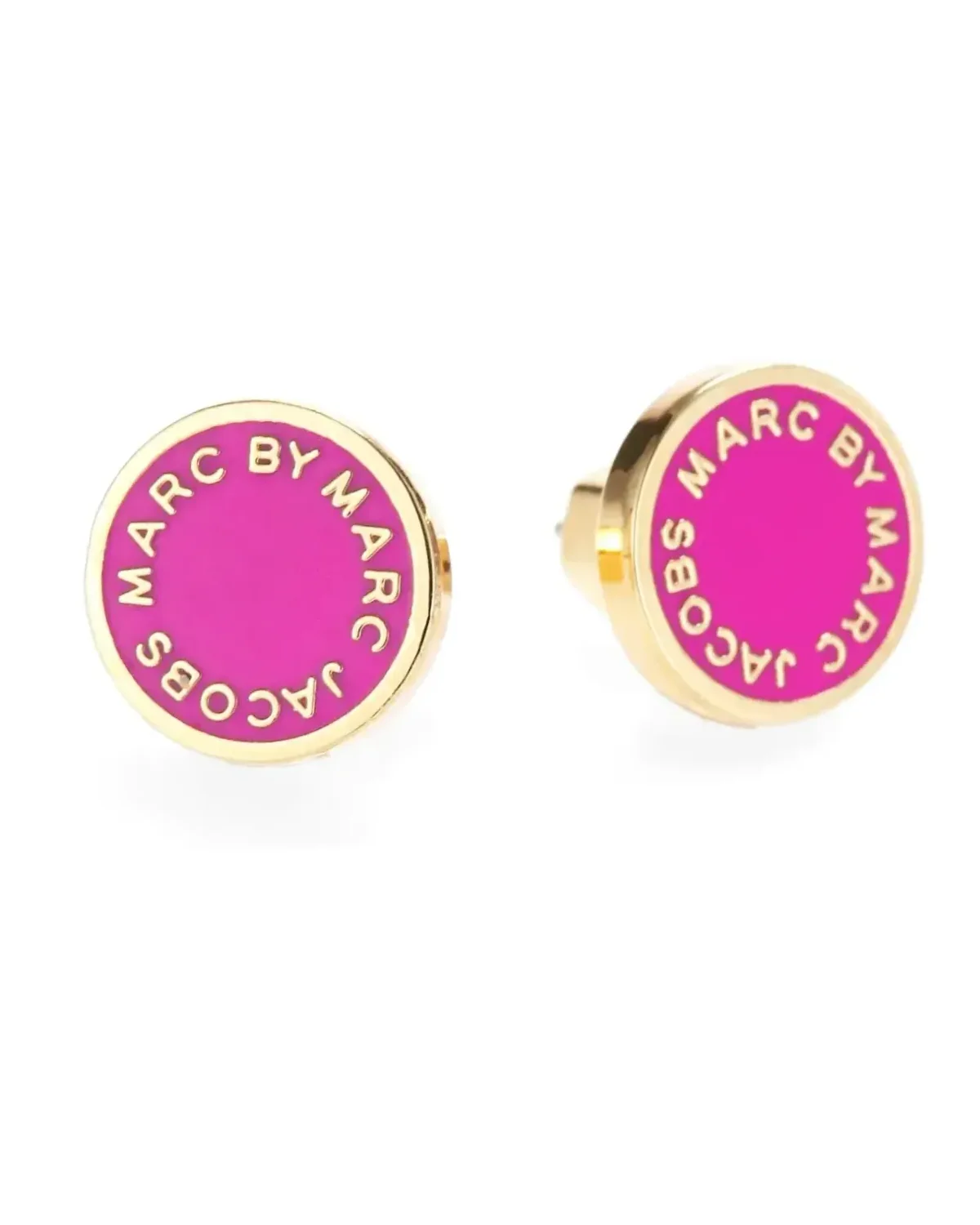Boucles d'oreilles Marc Jacobs disque acier inoxydable rose femme