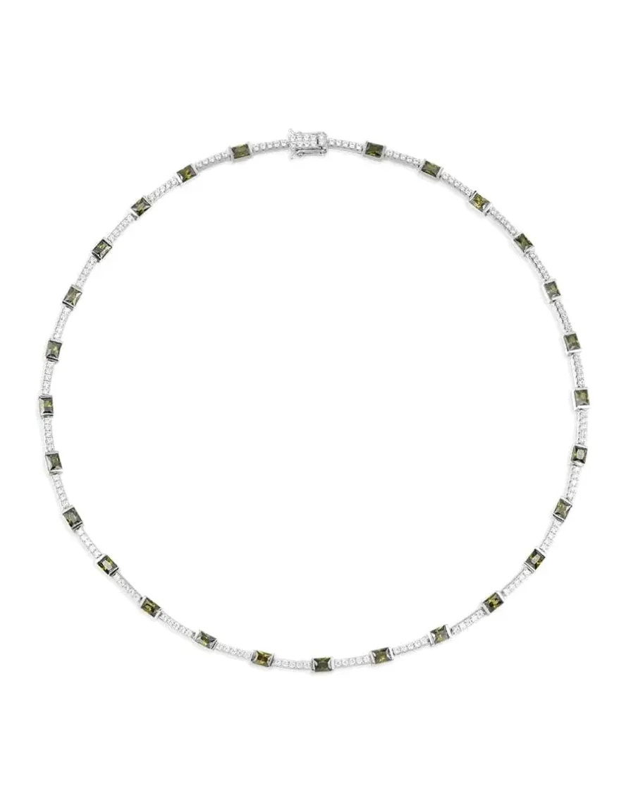 Collier APM Monaco Festival argent 925 pierres vertes femme