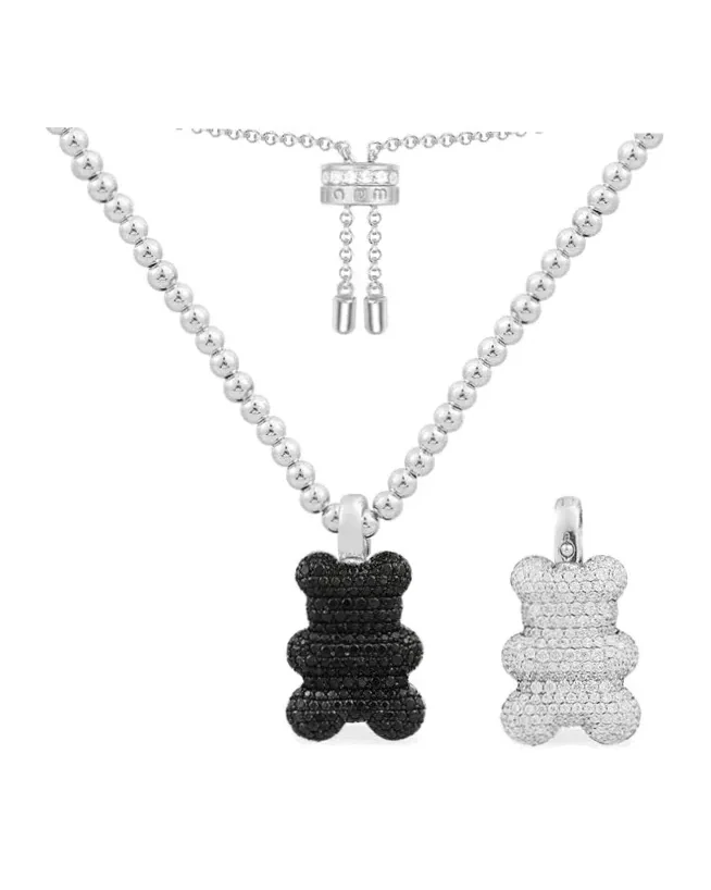 Collier APM Monaco Yummy Bear Mood argent 925 cristaux unisexe