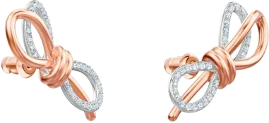 Boucles d'oreilles Swarovski Lifelong Bow - Or rose et cristaux blancs — vue 2