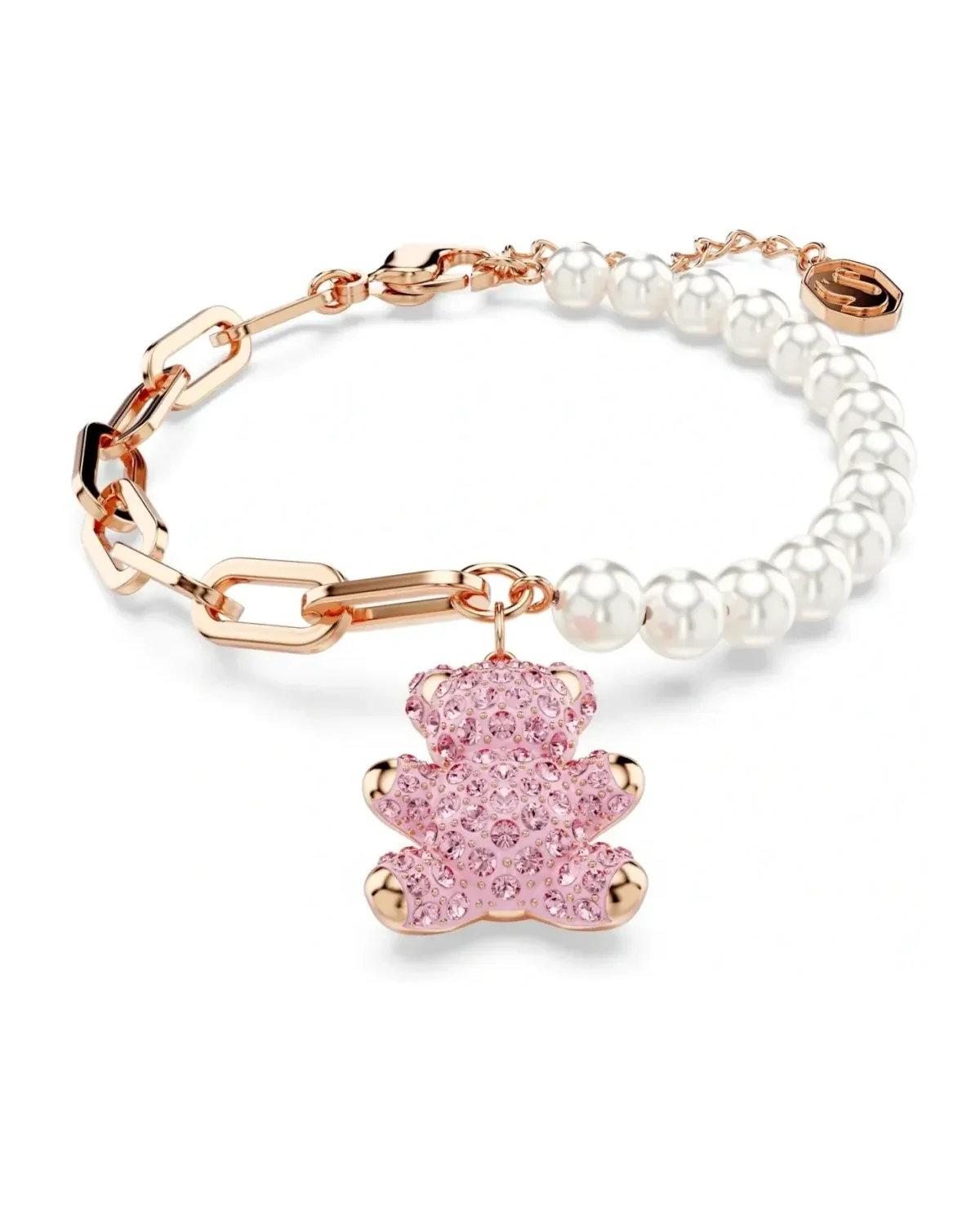 Bracelet Swarovski Ours Teddy cristal zirconium plaqué or rose femme