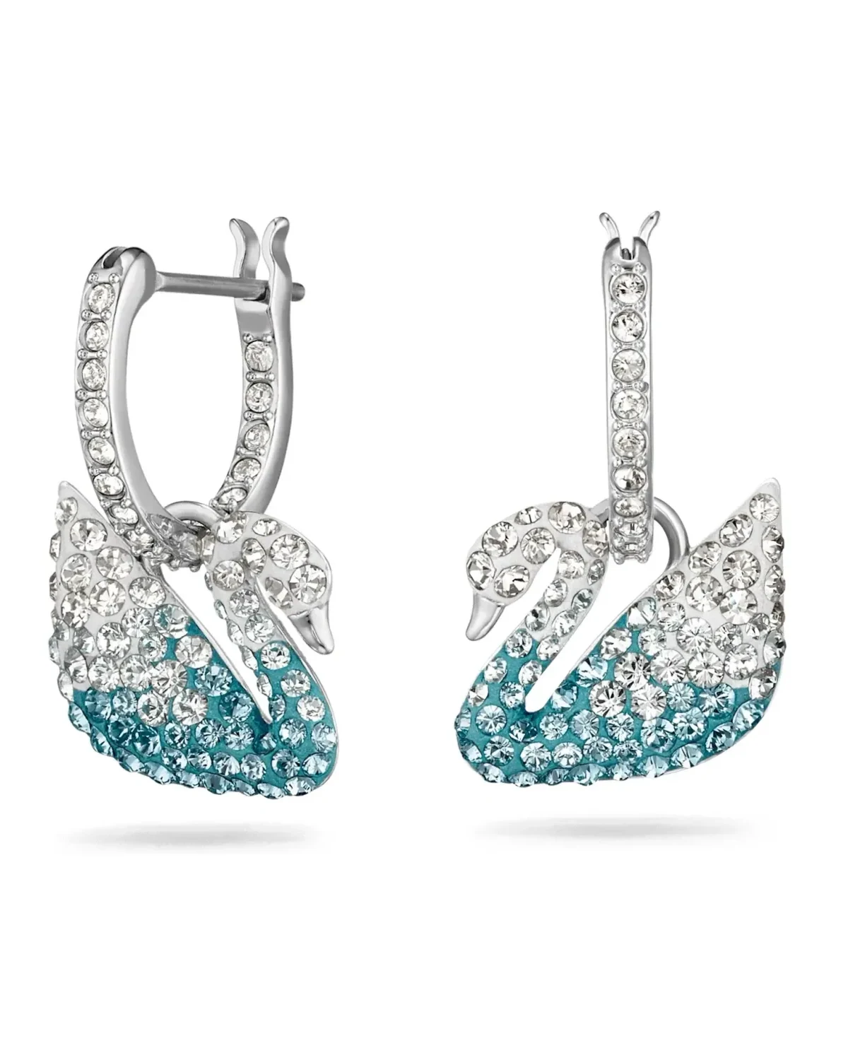 Boucles d'oreilles Swarovski Iconic Swan Lake plaqué rhodium bleu