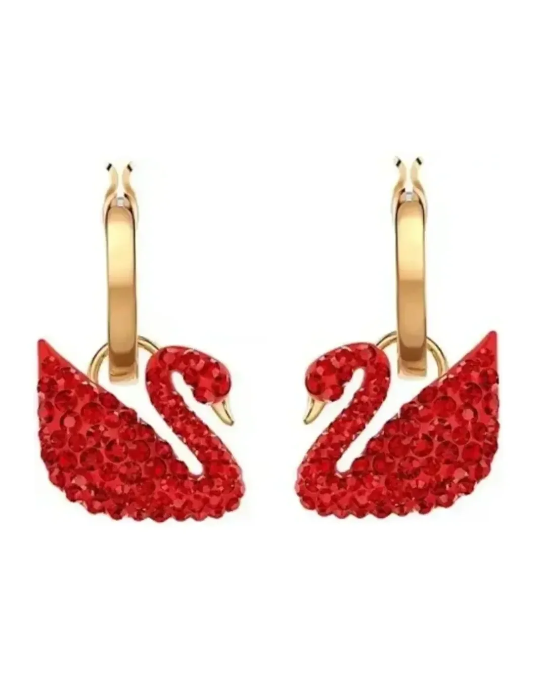Boucles d'oreilles Swarovski Iconic Swan Lake métal rouge cristaux