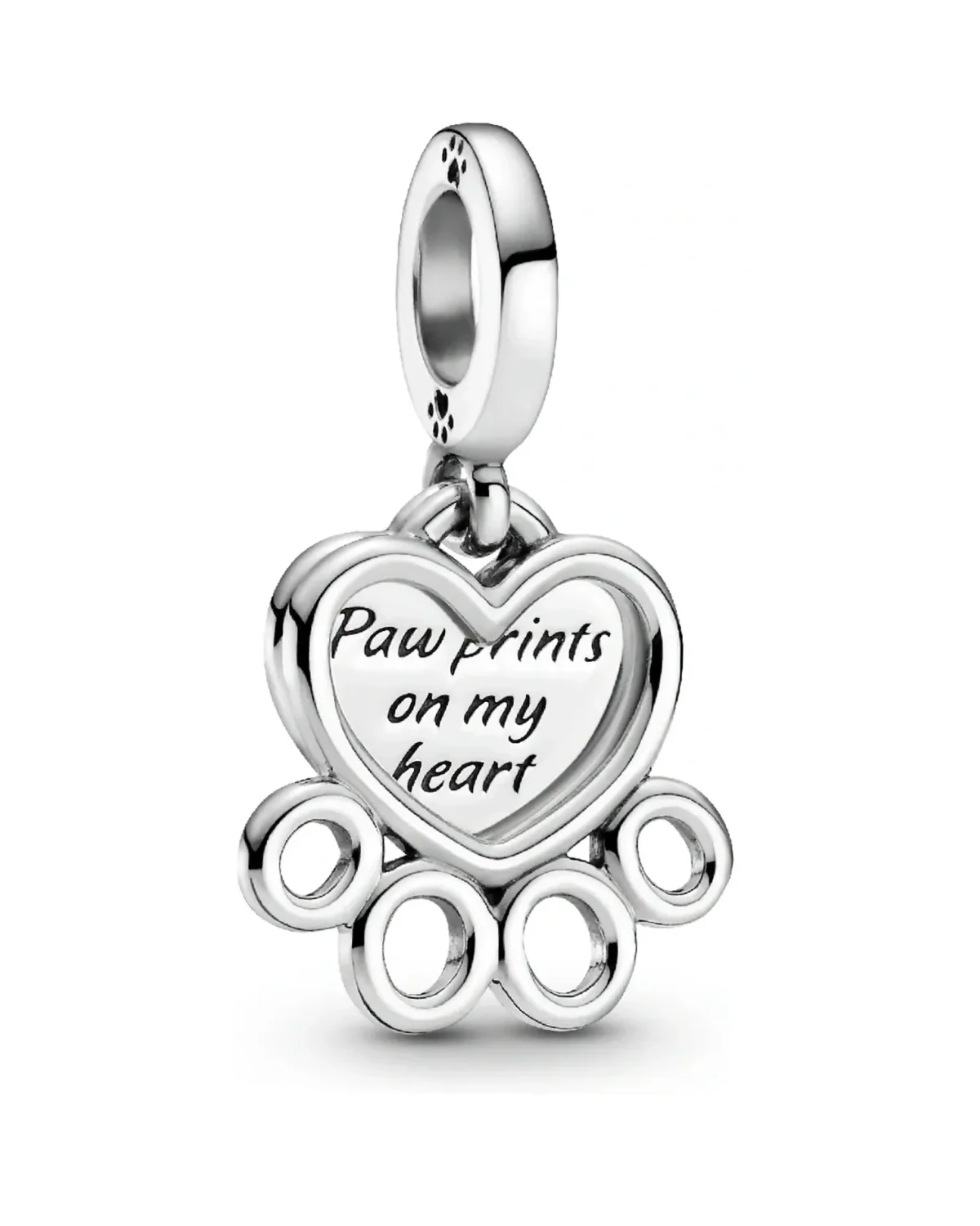 Charm Pandora Cœurs et Empreinte de Pattes Argent 925 Femme