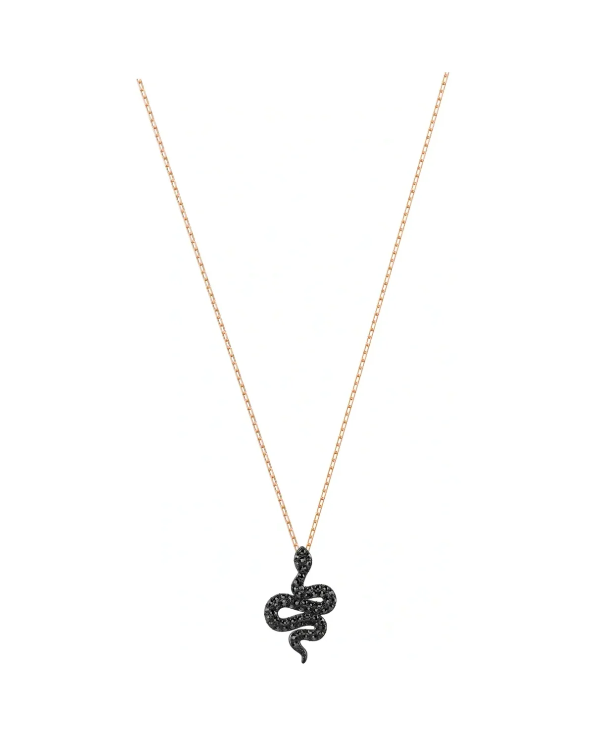 Collier Swarovski Leslie plaqué or rose cristaux noirs femme