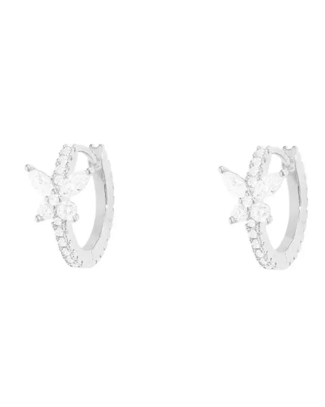 Boucles d'oreilles créoles APM Monaco Papillon argent 925 zirconium