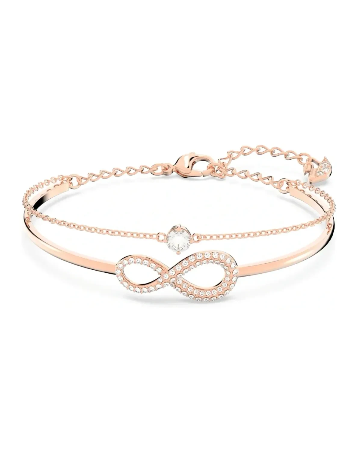Bracelet Swarovski Infinity plaqué or rose cristaux blancs femme