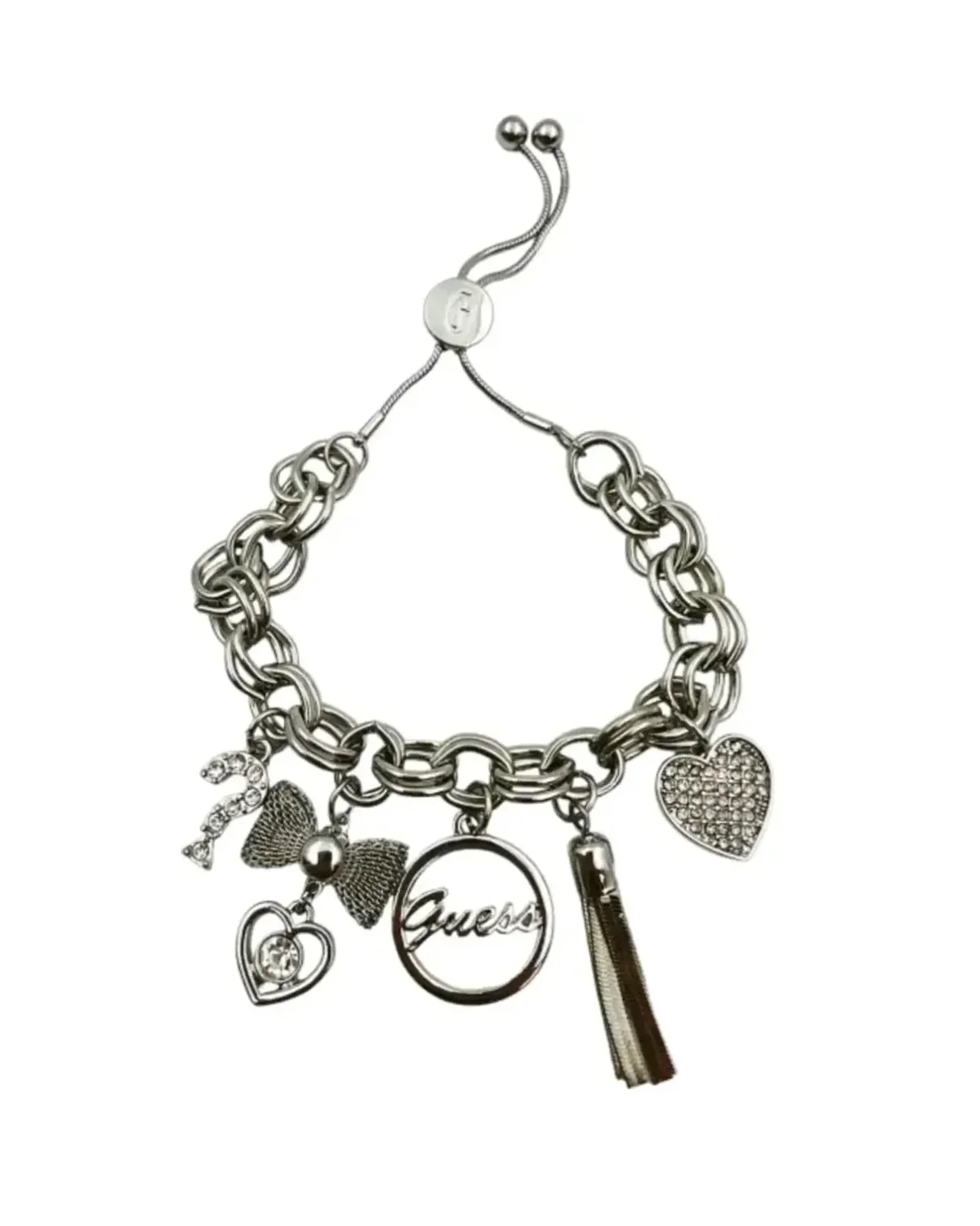 Bracelet Guess à breloques métal argenté serti zircon femme