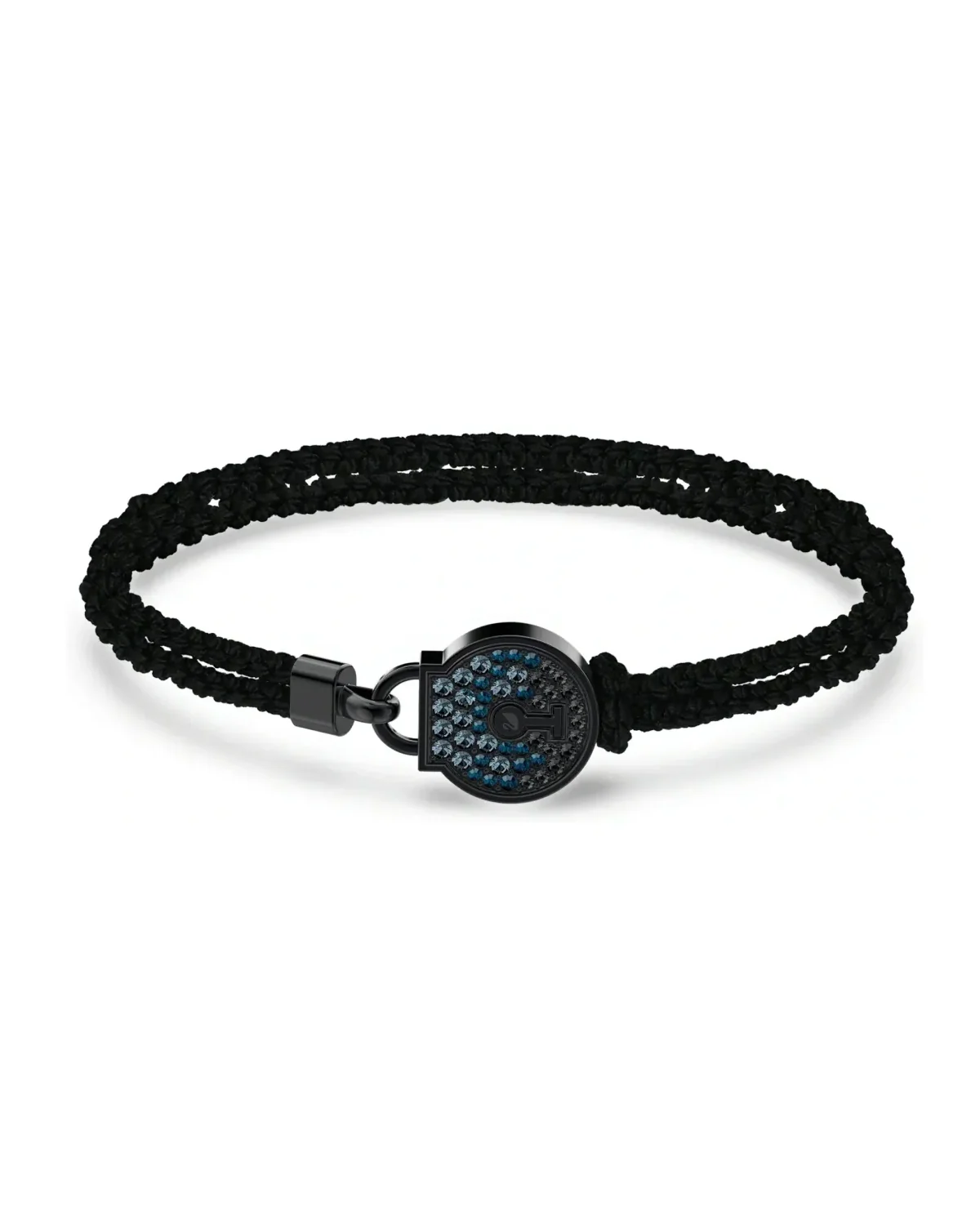 Bracelet Swarovski Togetherness corde tressée noire cristaux bleus homme