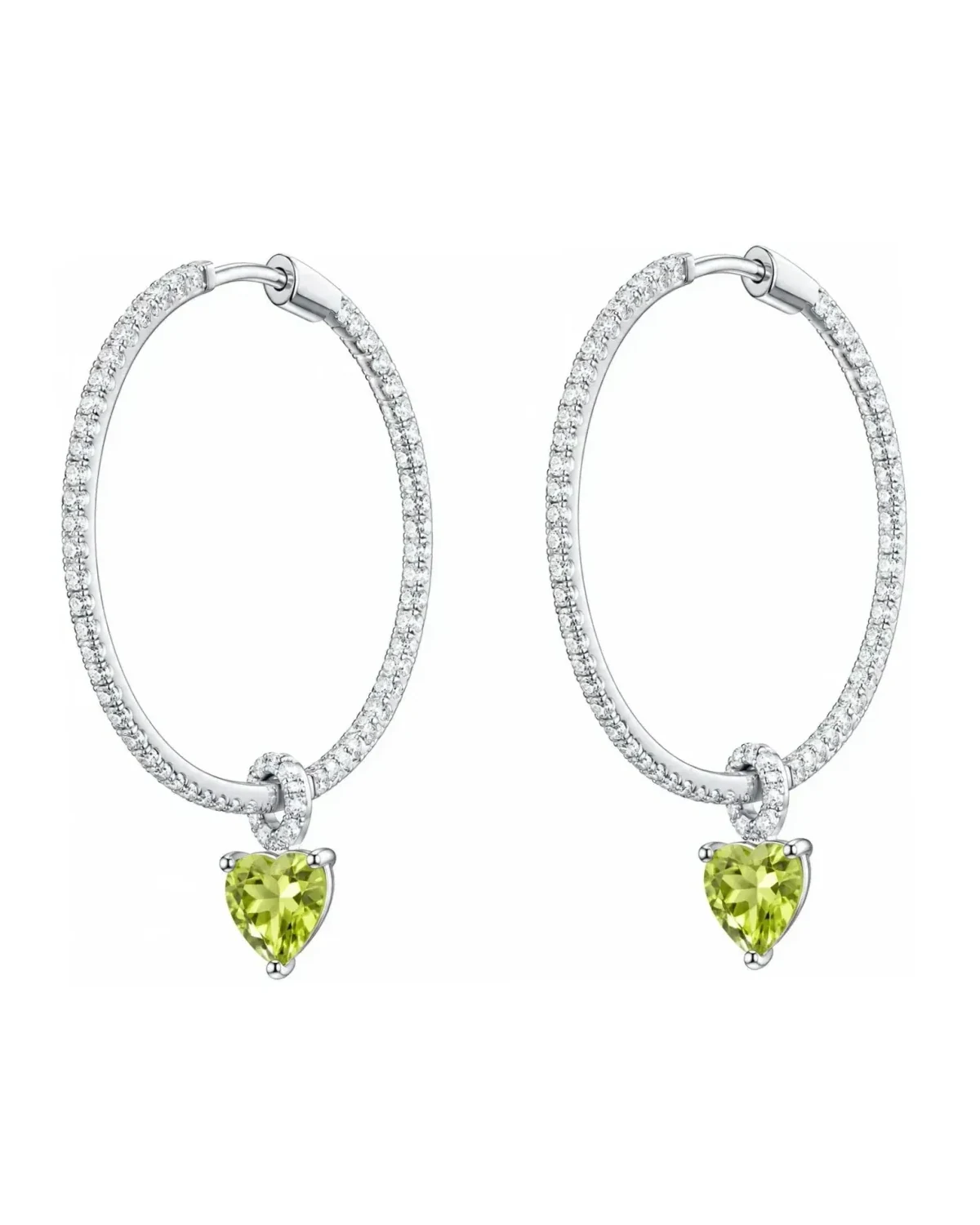 Boucles d'oreilles APM Monaco créoles argent 925 motif cœur zirconium
