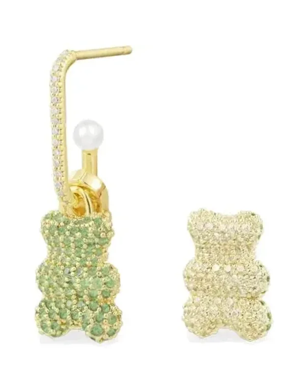 Boucle d'oreille APM Monaco Yummy Bear Baby Clip plaqué or jaune zirconium femme