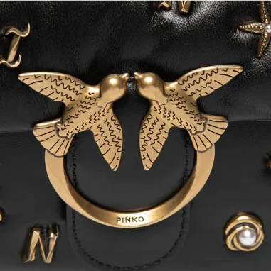 Sac à main Pinko Love Mini Puff Summer Pins cuir noir — vue 4