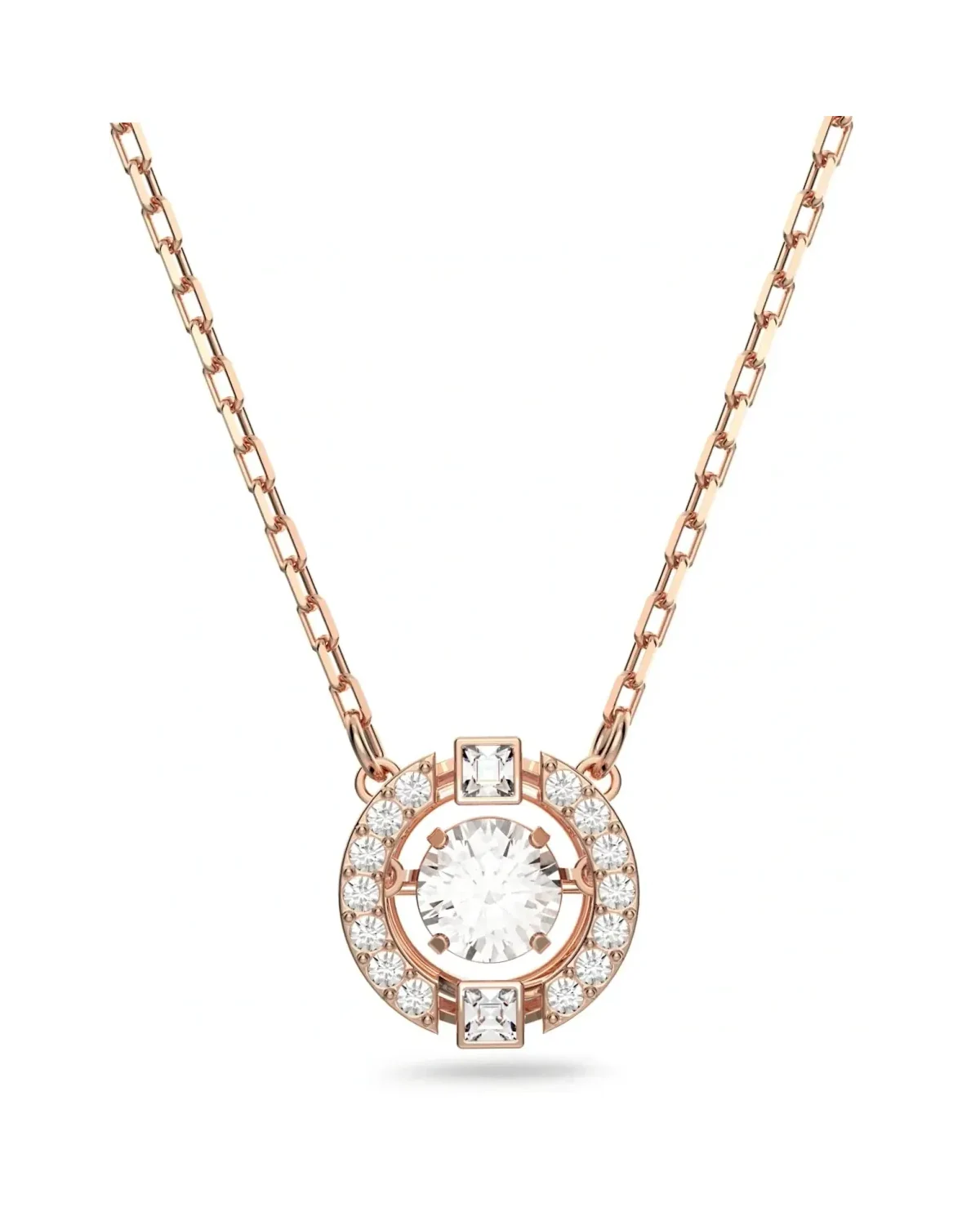 Collier Swarovski Sparkling Dance Round plaqué or rose cristaux zirconium femme