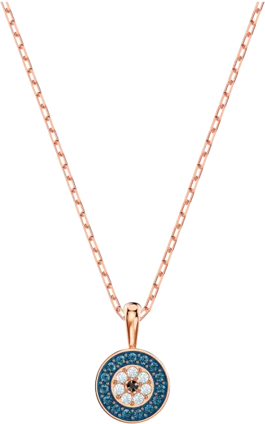 Collier Luckily - Œil Protecteur Cristaux Bleus & Or Rose