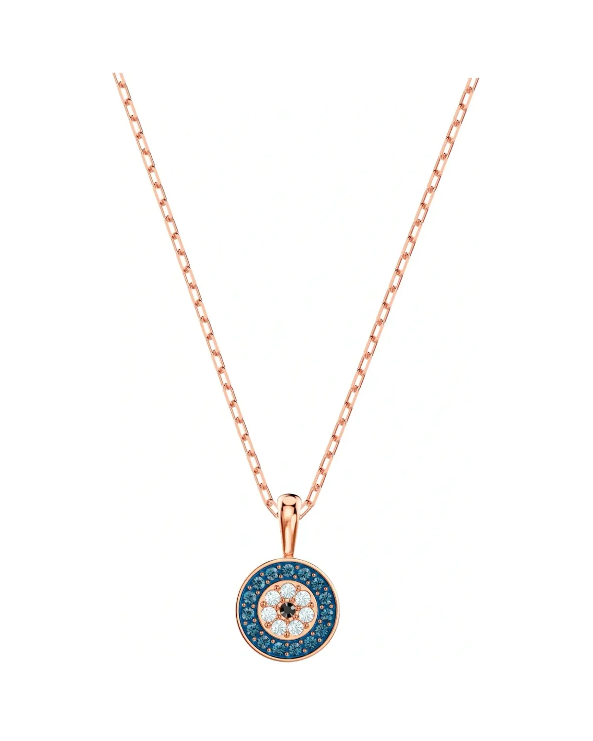 Collier Swarovski Luckily plaqué or rose cristaux bleus femme