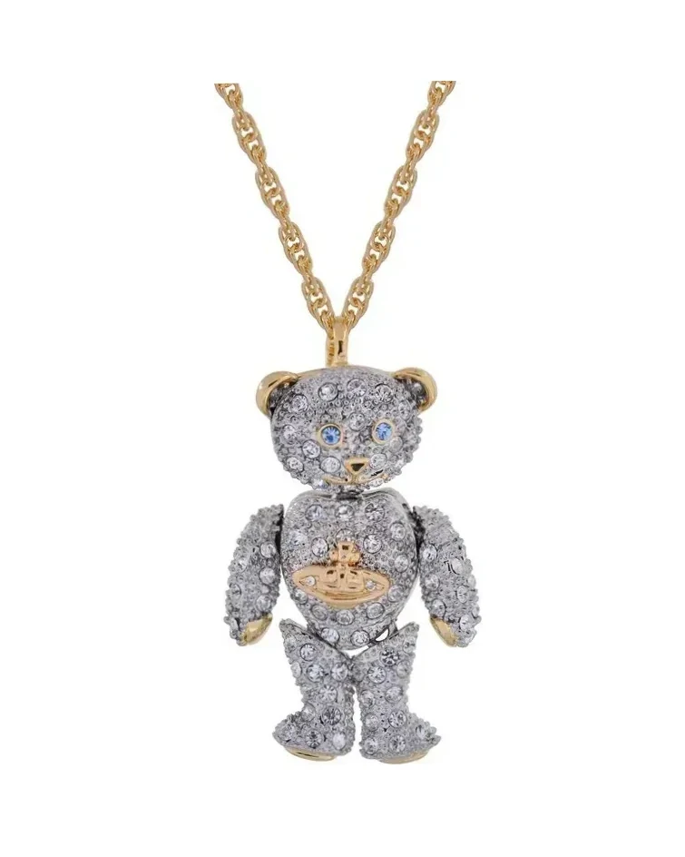 Collier Vivienne Westwood Ourson Teddy zirconium plaqué or femme