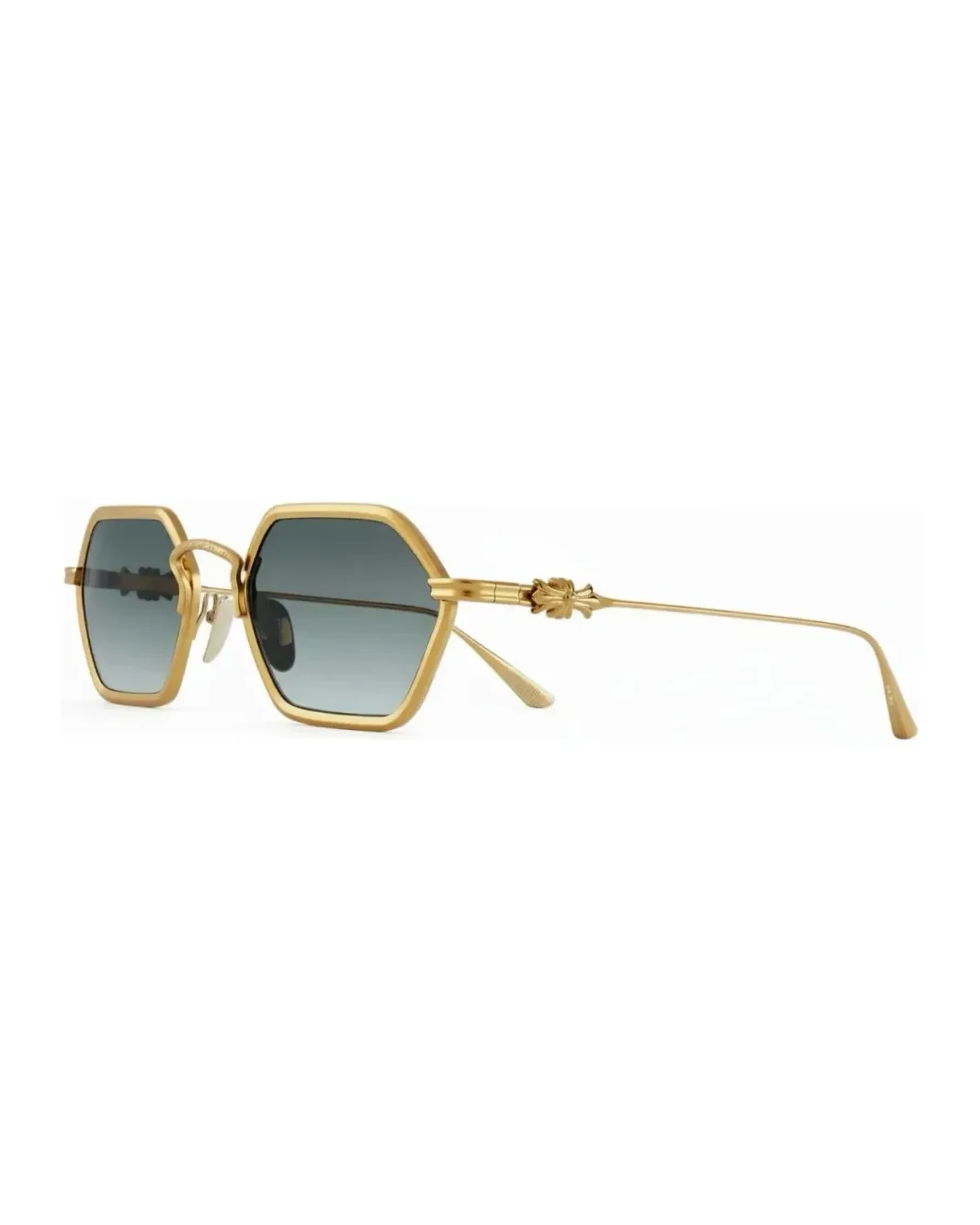 Lunettes de soleil Chrome Hearts Datass monture hexagonale or métal