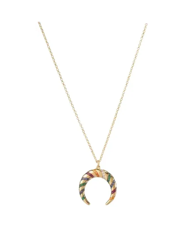 Collier APM Monaco Lune multicolore plaqué or jaune femme