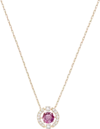 Collier Sparkling Dance Round Swarovski - Pendentif Fuchsia Plaqué Or Rose