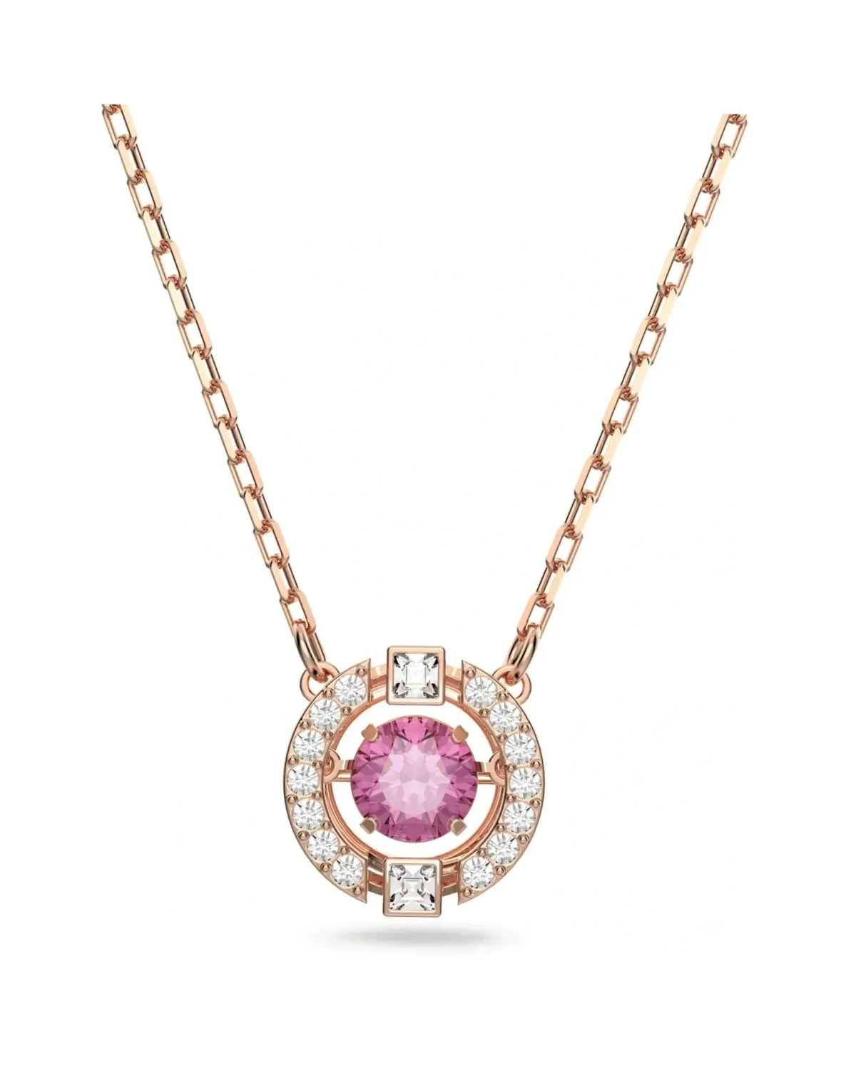 Collier Swarovski Sparkling Dance Round zirconium plaqué or rose femme