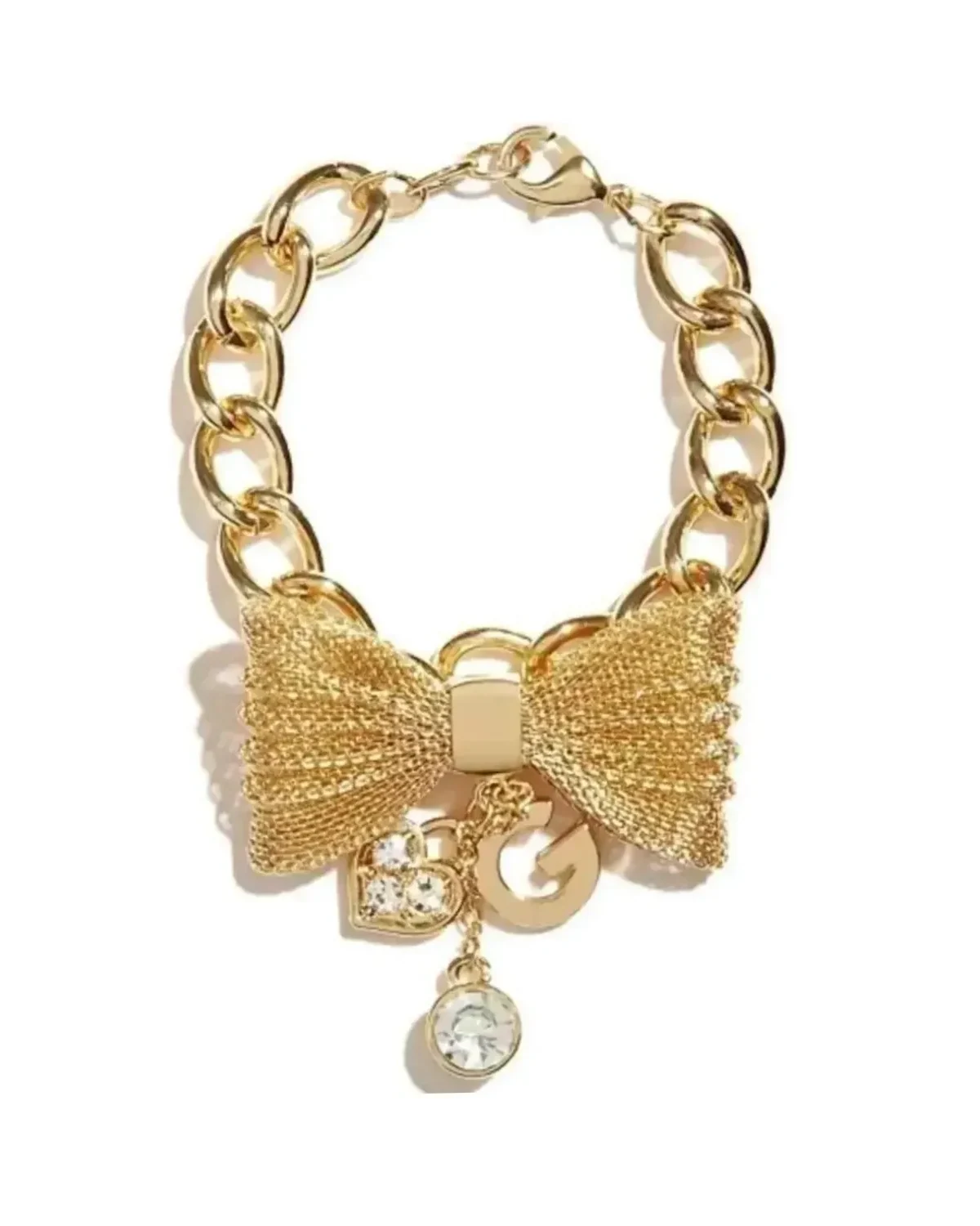 Bracelet Guess acier inoxydable doré noeud papillon breloques femme