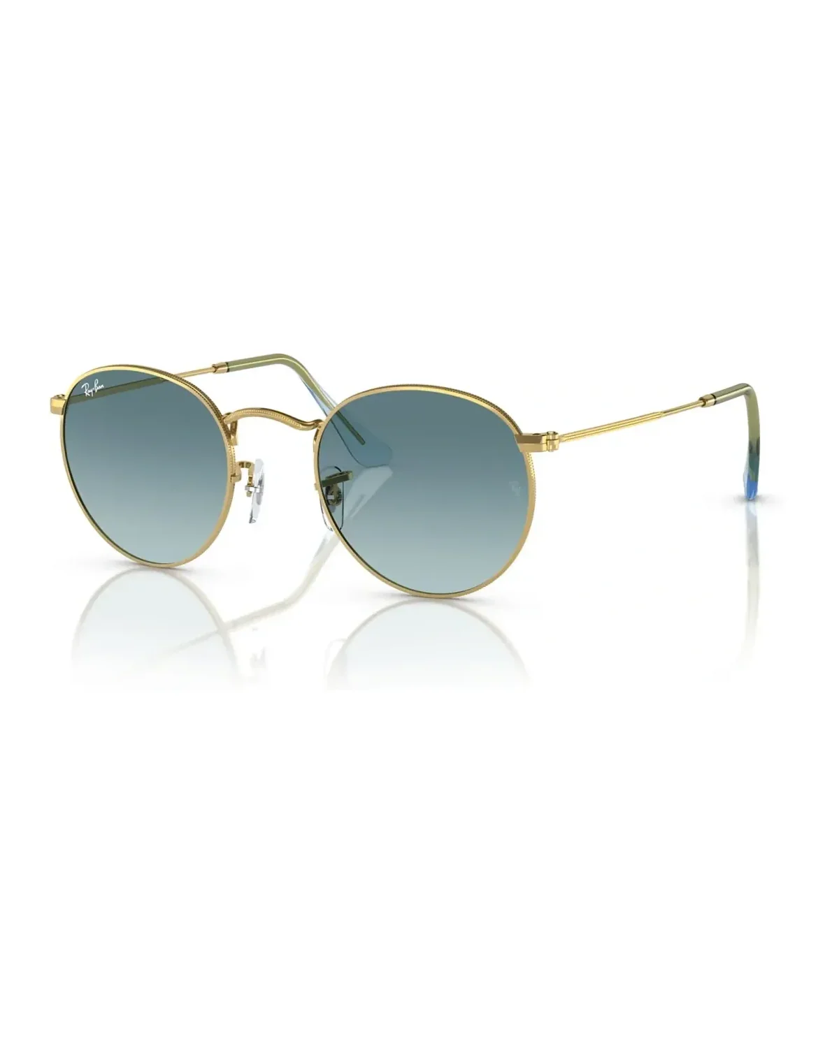 Lunettes de soleil Ray-Ban RB3447 rondes métal or verres bleu dégradé