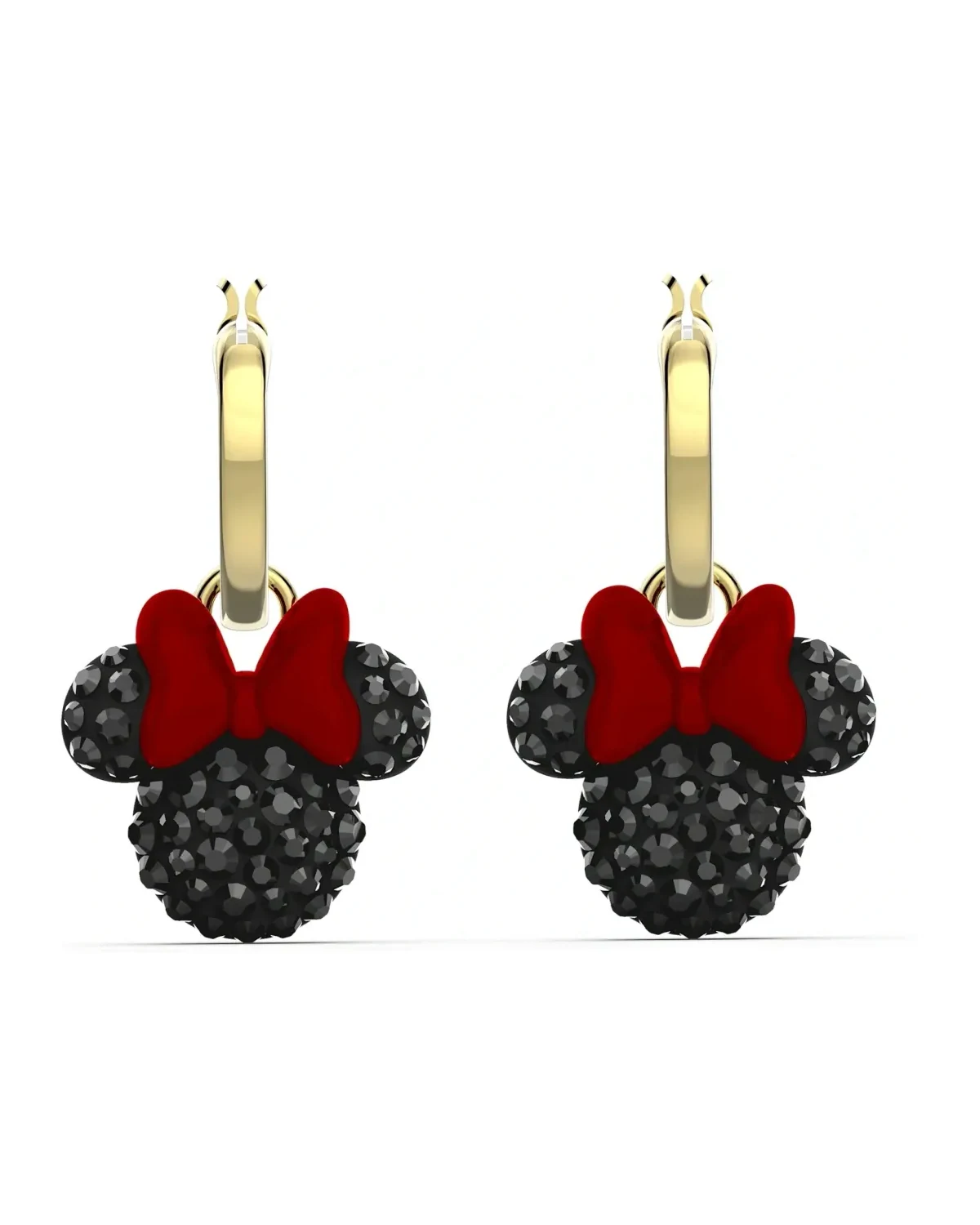 Boucles d'oreilles Swarovski Minnie plaqué or cristaux noir