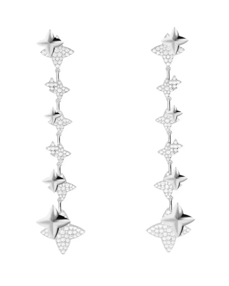 Boucles d'oreilles APM Monaco Drop Météorites pendantes argent 925