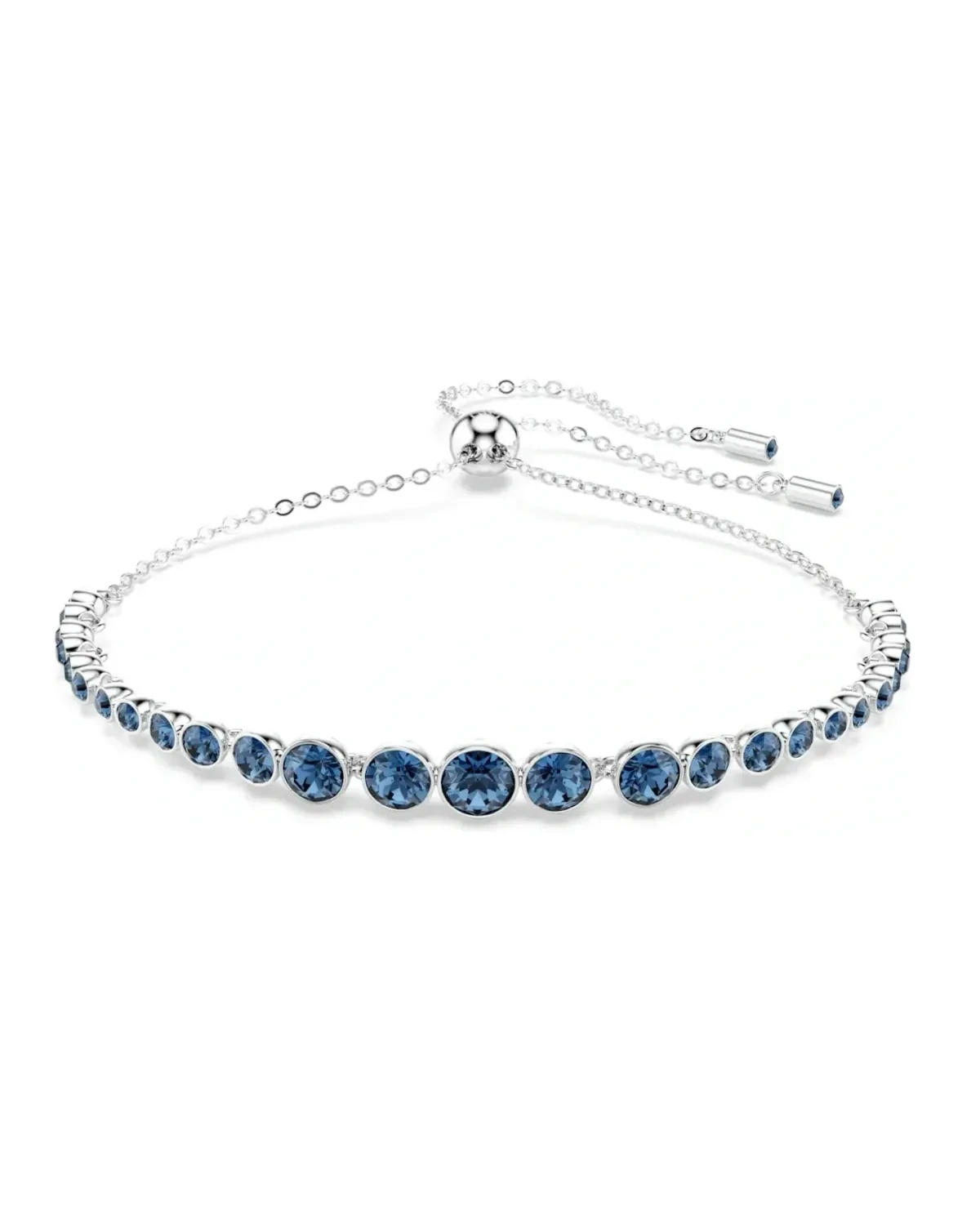 Bracelet Swarovski Emily cristaux ronds métal bleu rhodié femme