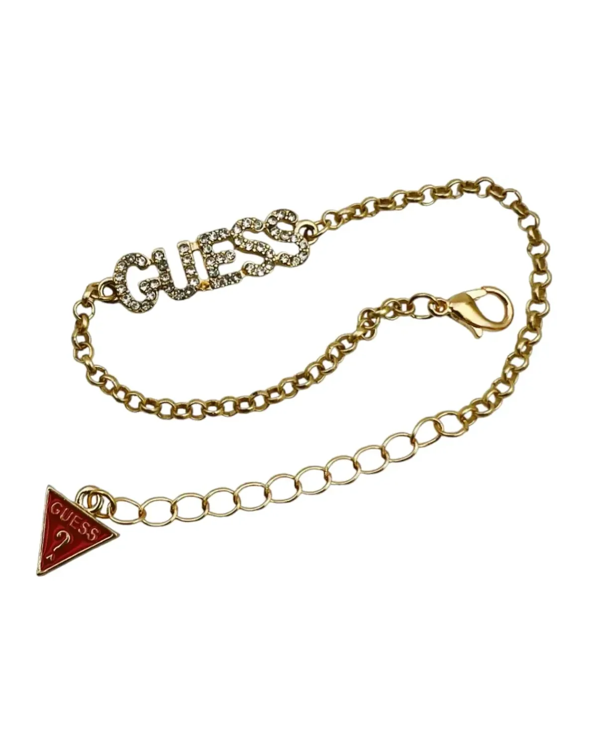 Bracelet Guess ajustable métal plaqué or jaune cristaux femme