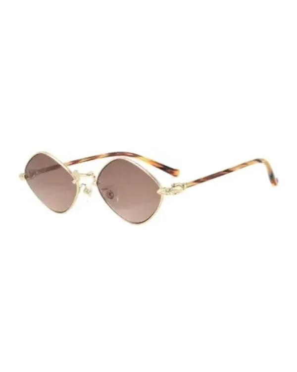 Lunettes de soleil Chrome Hearts Diamond Dog géométrique métal doré