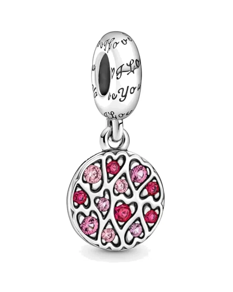 Charm Pandora Coeur Scintillant Argent 925 Cristaux Roses