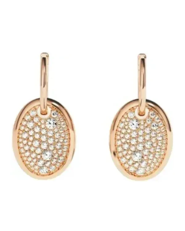 Boucles d'oreilles APM Monaco Festival ovales plaqué or rose zirconium femme