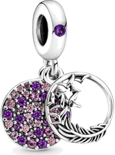 Charm Pandora Plume Pavé Double Pendant