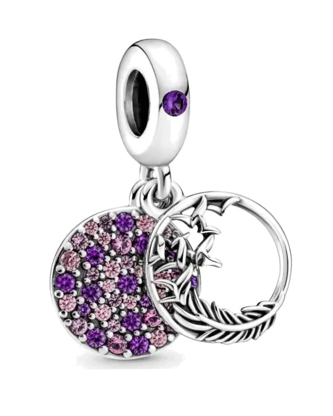 Charm Pandora Double Pendant Plume Pavé Argent 925 Femme