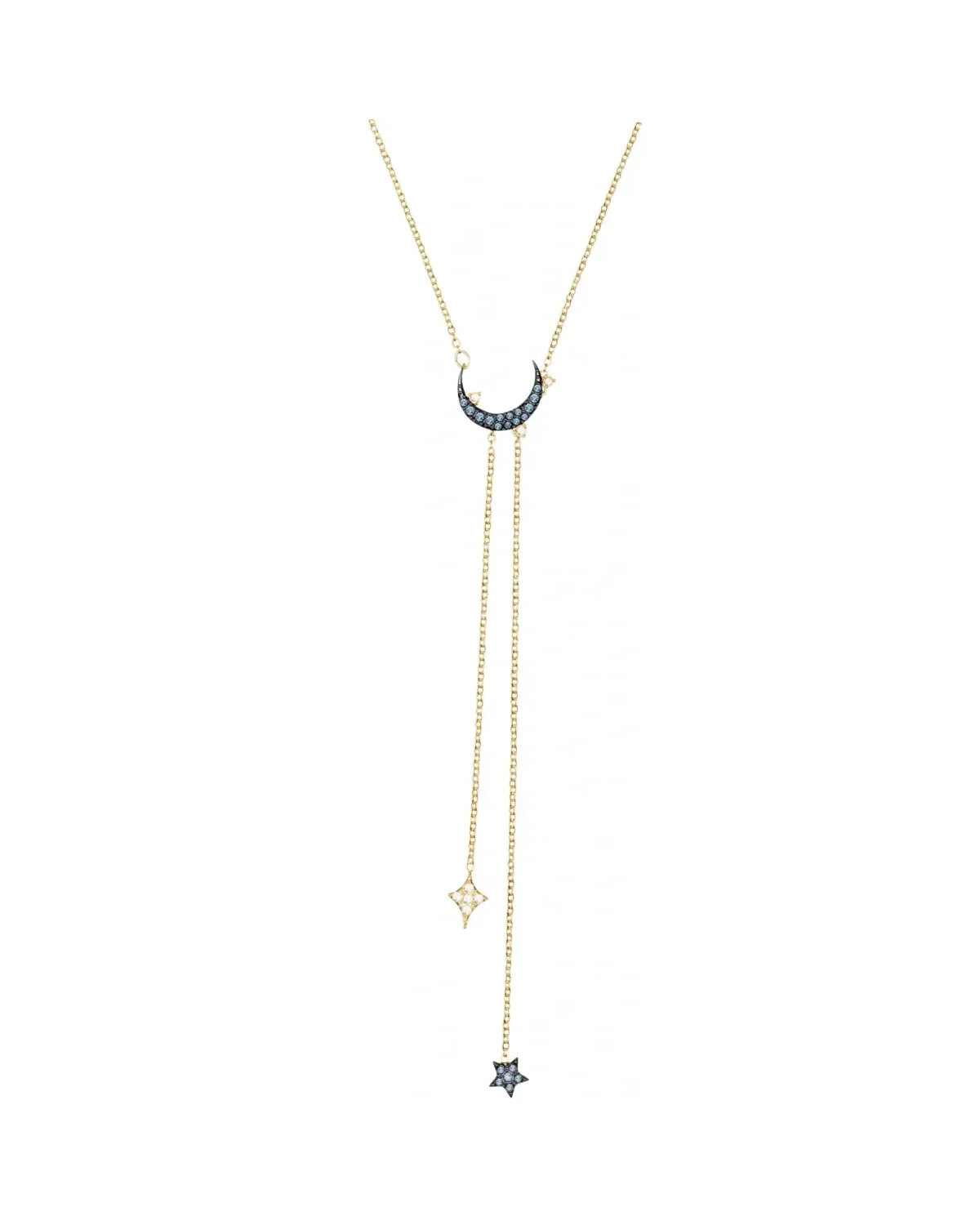 Collier Swarovski Duo Moon plaqué or cristaux zirconium femme