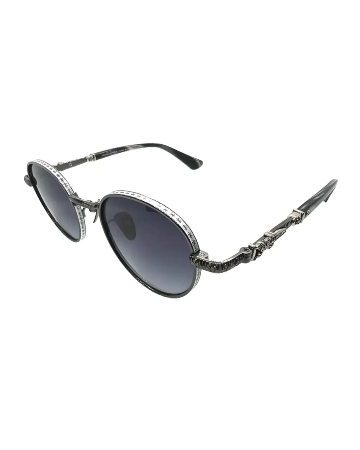 Lunettes de soleil Chrome Hearts rondes métal gris