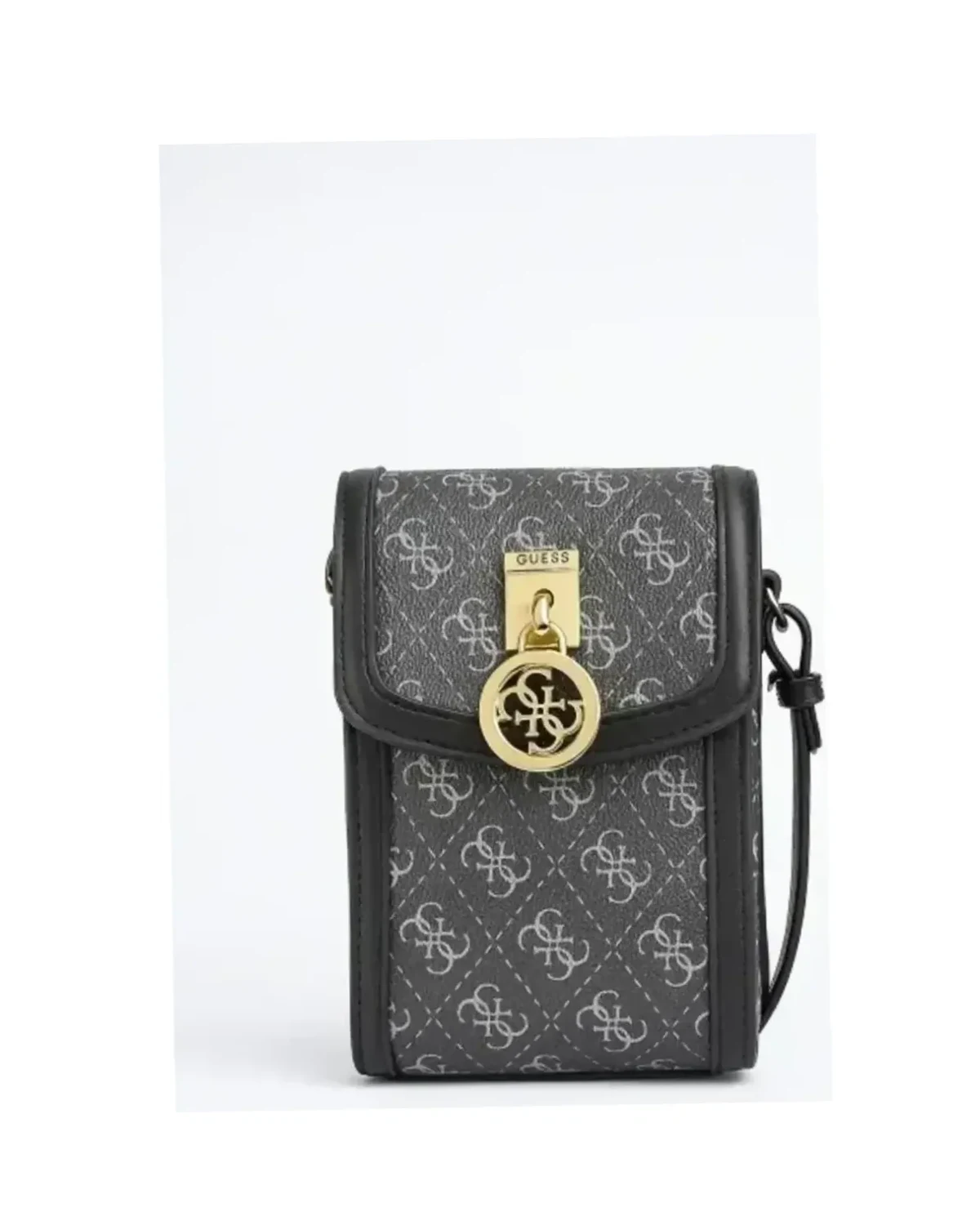 Pochette bandoulière Guess simili cuir noir motif 4G