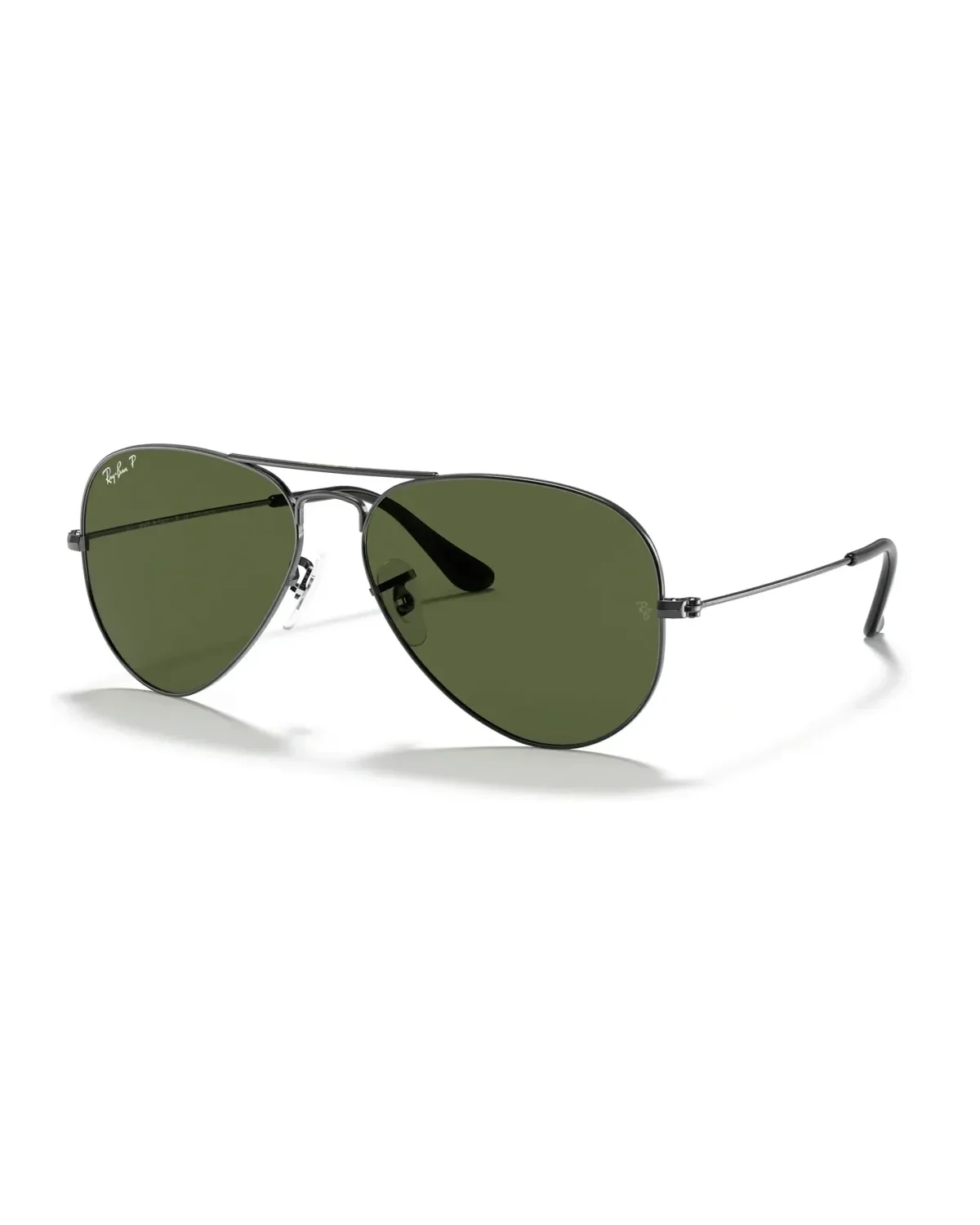 Lunettes de soleil Ray-Ban RB3025 Aviator Large Metal monture gris argent verres polarisés vert