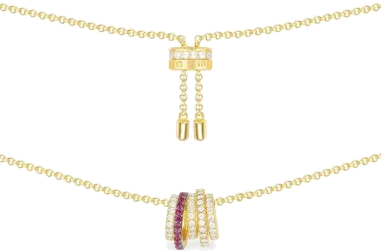 Collier APM Monaco Hoop Ajustable or jaune et cristaux
