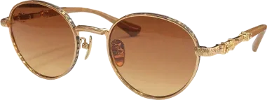 Lunettes Rondes Dorées Chrome Hearts - Verres Marron