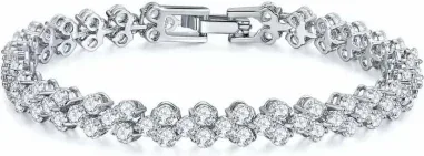 Bracelet Tennis Swarovski Rhodium et Cristaux Blancs