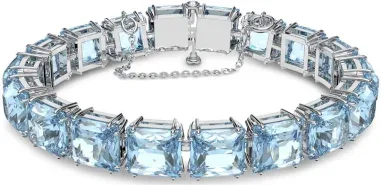 Bracelet Millenia Cristaux Carrés Bleu Rhodié